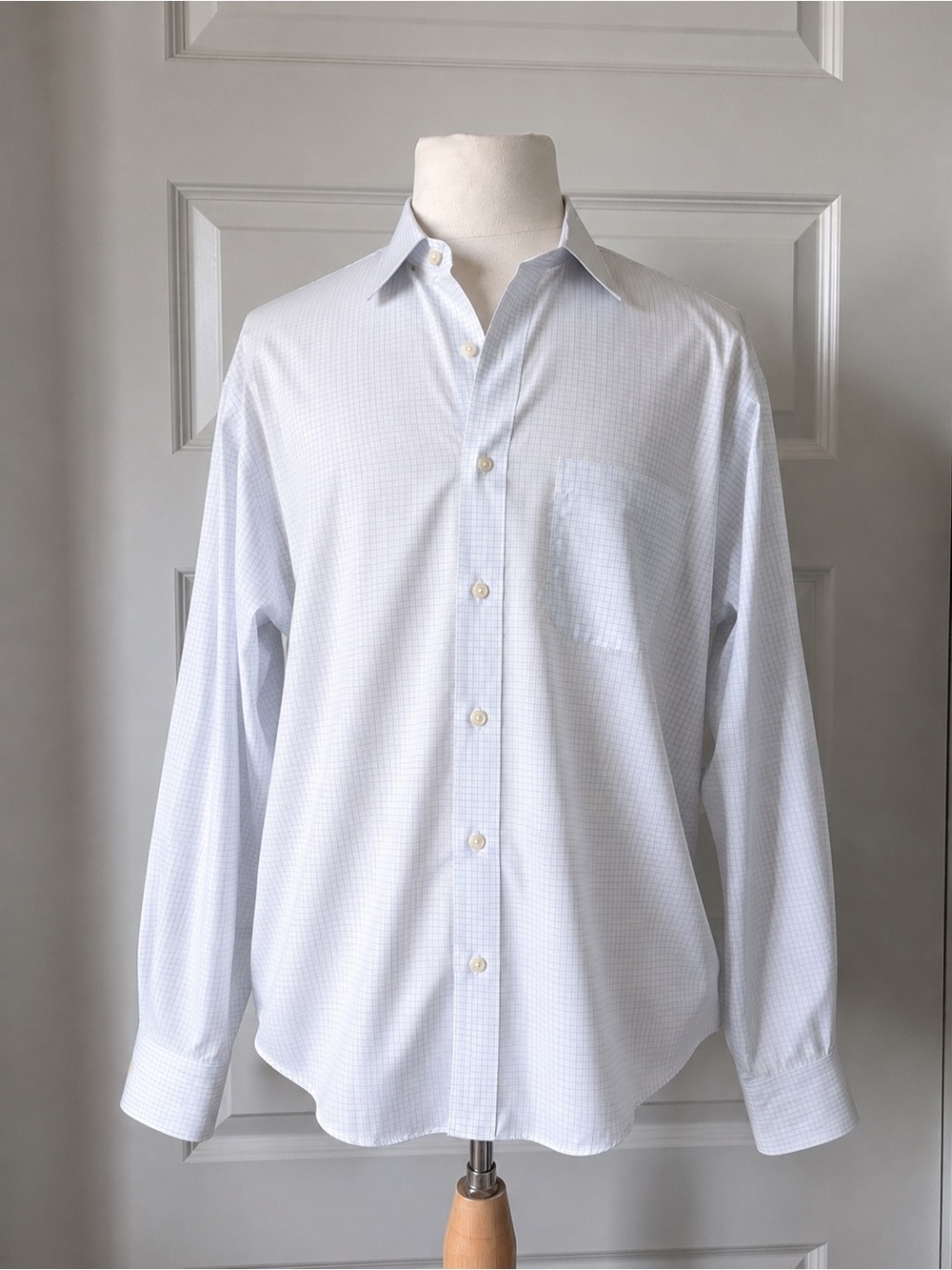 Brooks Brothers Regent Dress Shirt 17.5 35 Supima Cotton Blue Windowpane Check